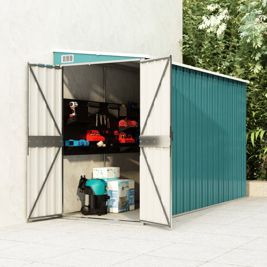NNEVL Wall-mounted Garden Shed Green 118x288x178 cm Galvanised Steel-0