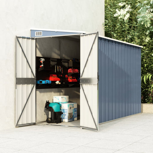 NNEVL Wall-mounted Garden Shed Grey 118x288x178 cm Galvanised Steel-0