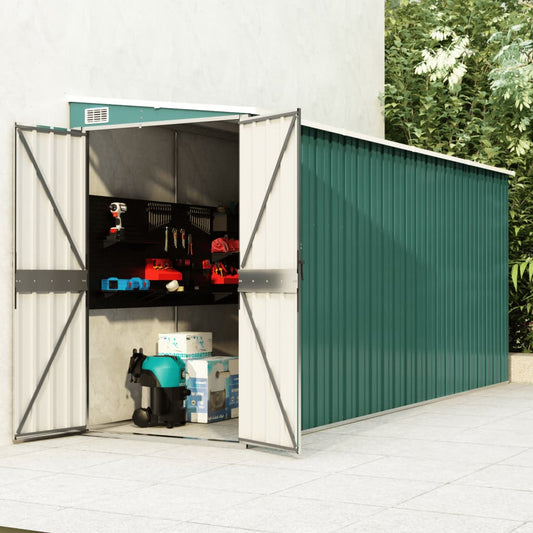 NNEVL Wall-mounted Garden Shed Green 118x382x178 cm Galvanised Steel-0