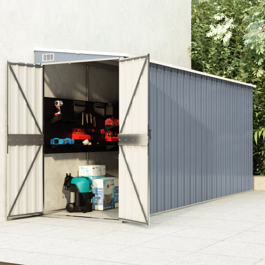 NNEVL Wall-mounted Garden Shed Grey 118x382x178 cm Galvanised Steel-0