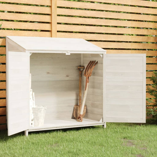 NNEVL Garden Shed White 102x52x112 cm Solid Wood Fir-0