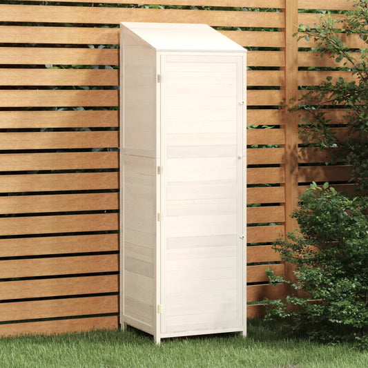 NNEVL Garden Shed White 55x52x174.5 cm Solid Wood Fir-0