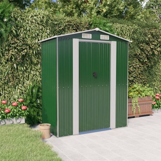NNEVL Garden Shed Green 192x108x223 cm Galvanised Steel-0