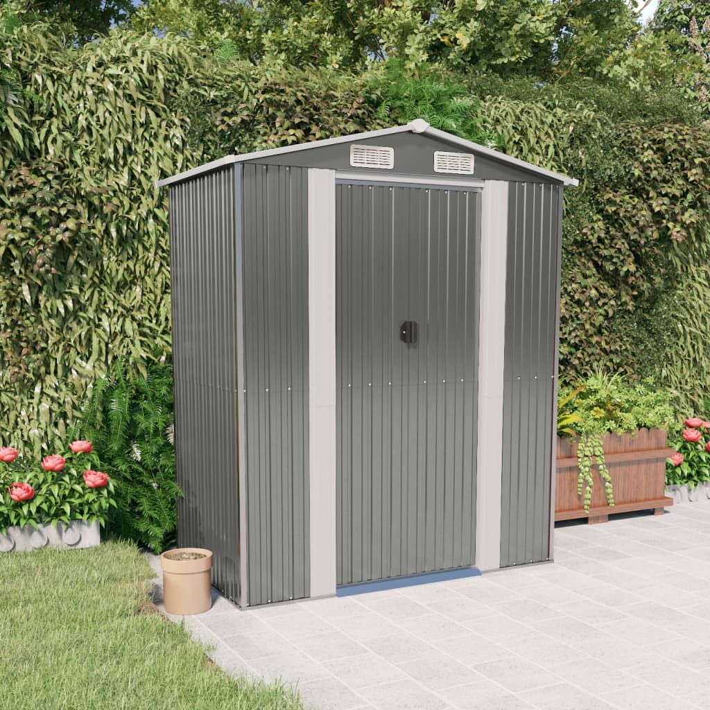 NNEVL Garden Shed Light Grey 192x108x223 cm Galvanised Steel-0