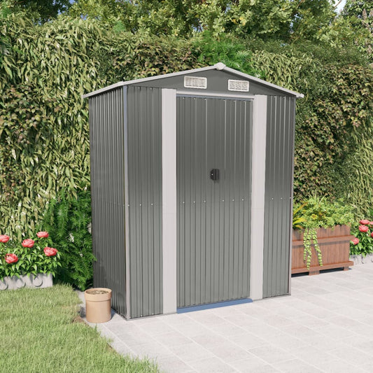 NNEVL Garden Shed Light Grey 192x108x223 cm Galvanised Steel-0