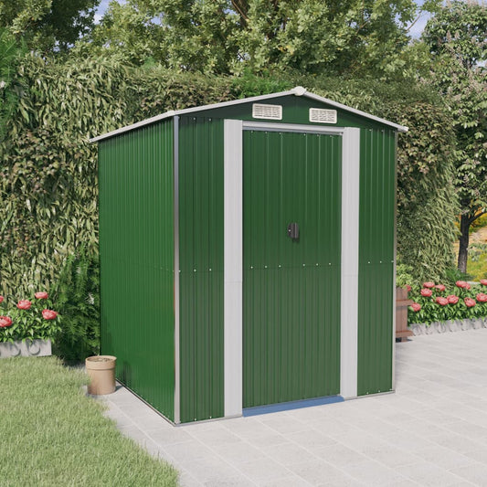NNEVL Garden Shed Green 192x191x223 cm Galvanised Steel-0