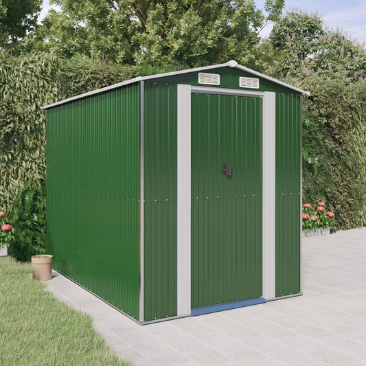 NNEVL Garden Shed Green 192x274x223 cm Galvanised Steel-0