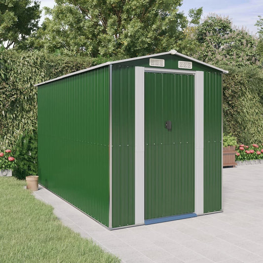 NNEVL Garden Shed Green 192x357x223 cm Galvanised Steel-0