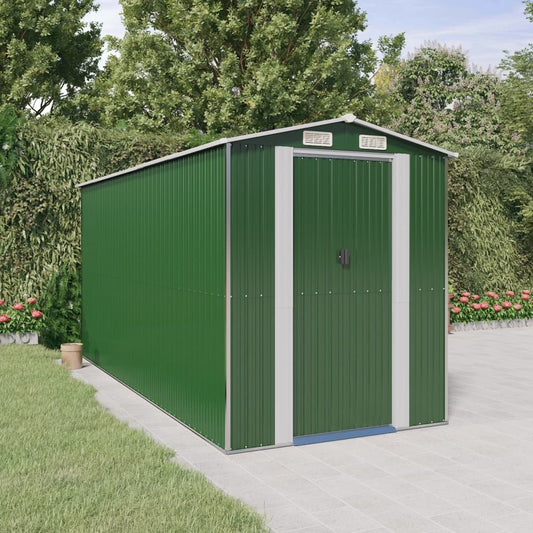 NNEVL Garden Shed Green 192x440x223 cm Galvanised Steel-0