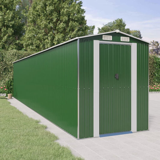 NNEVL Garden Shed Green 192x938x223 cm Galvanised Steel-0