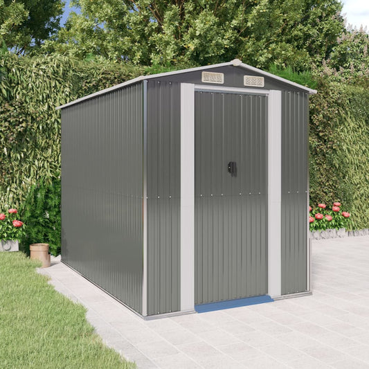 NNEVL Garden Shed Light Grey 192x274x223 cm Galvanised Steel-0
