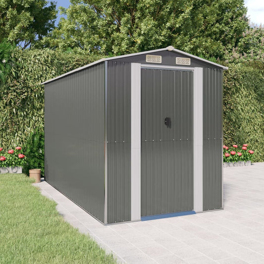 NNEVL Garden Shed Light Grey 192x357x223 cm Galvanised Steel-0