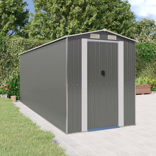 NNEVL Garden Shed Light Grey 192x523x223 cm Galvanised Steel-0