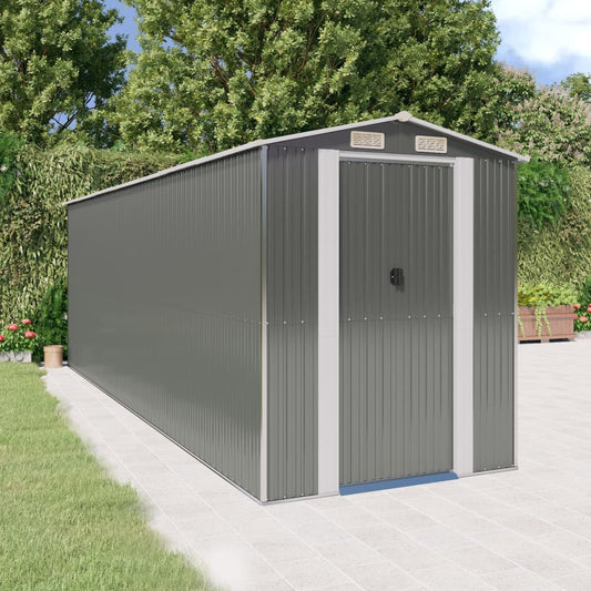 NNEVL Garden Shed Light Grey 192x606x223 cm Galvanised Steel-0