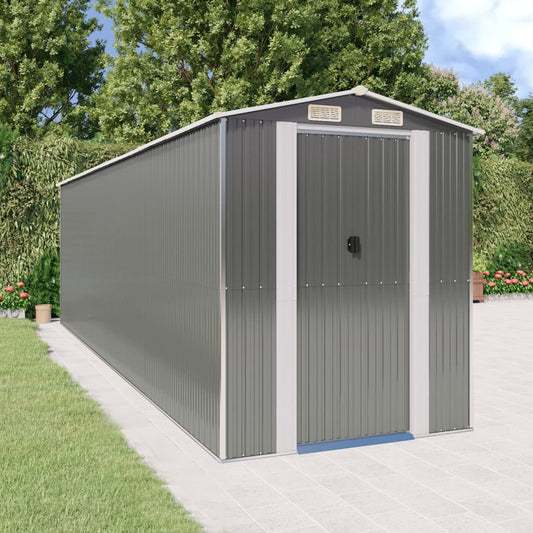NNEVL Garden Shed Light Grey 192x689x223 cm Galvanised Steel-0