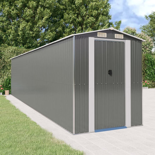 NNEVL Garden Shed Light Grey 192x855x223 cm Galvanised Steel-0