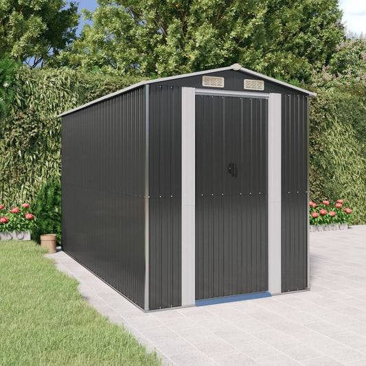 NNEVL Garden Shed Anthracite 192x357x223 cm Galvanised Steel-0