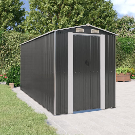 NNEVL Garden Shed Anthracite 192x440x223 cm Galvanised Steel-0