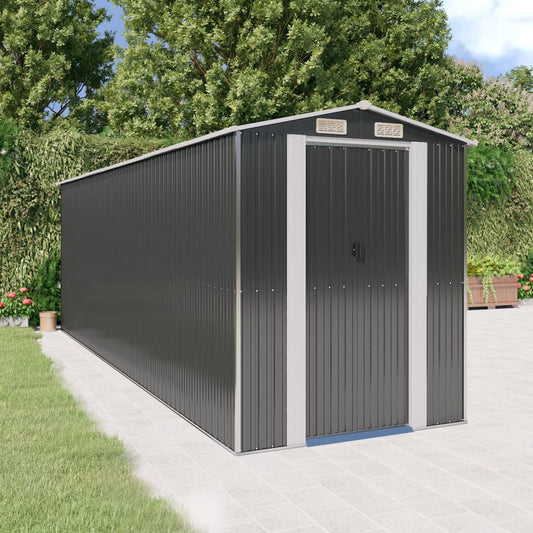 NNEVL Garden Shed Anthracite 192x606x223 cm Galvanised Steel-0