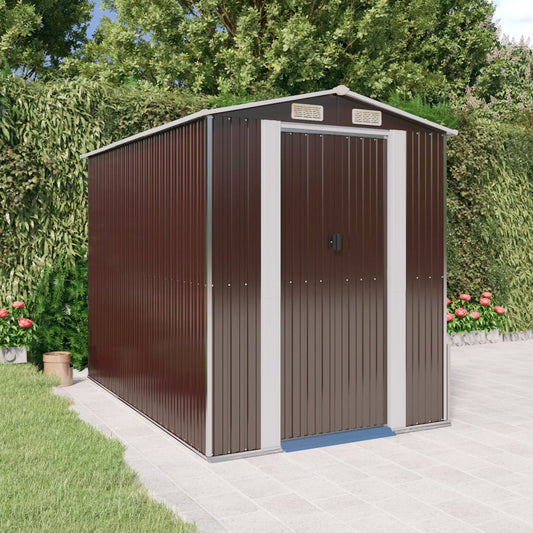 NNEVL Garden Shed Dark Brown 192x274x223 cm Galvanised Steel-0