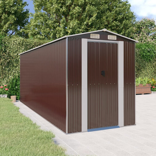 NNEVL Garden Shed Dark Brown 192x523x223 cm Galvanised Steel-0