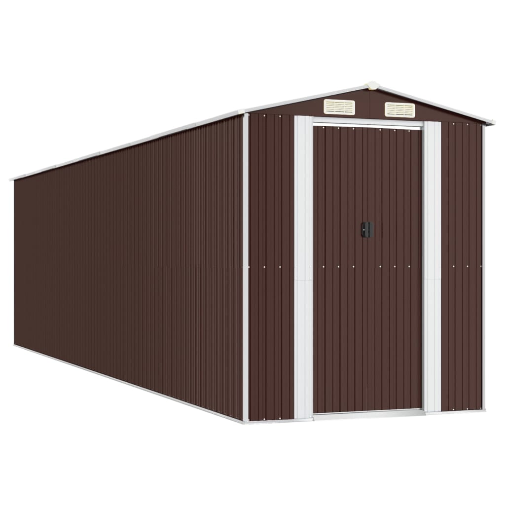 NNEVL Garden Shed Dark Brown 192x772x223 cm Galvanised Steel-1