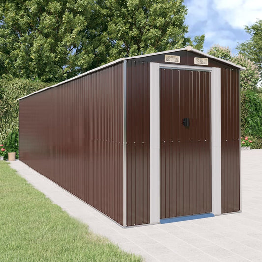 NNEVL Garden Shed Dark Brown 192x855x223 cm Galvanised Steel-0