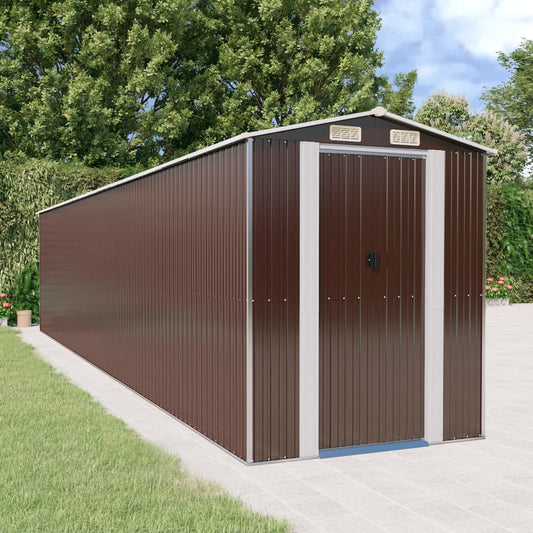 NNEVL Garden Shed Dark Brown 192x938x223 cm Galvanised Steel-0