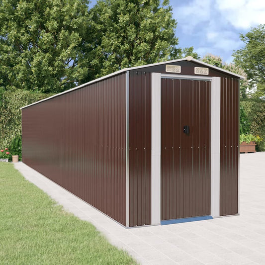 NNEVL Garden Shed Dark Brown 192x1021x223 cm Galvanised Steel-0