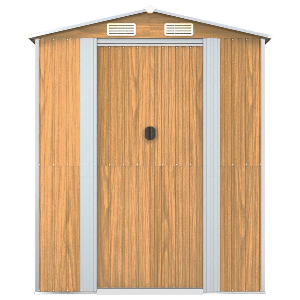 NNEVL Garden Shed Light Brown 192x606x223 cm Galvanised Steel-3