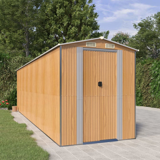 NNEVL Garden Shed Light Brown 192x689x223 cm Galvanised Steel-0