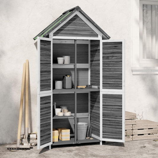 NNEVL Garden Tool Shed Grey 89x52.5x175 cm Solid Wood Pine-0