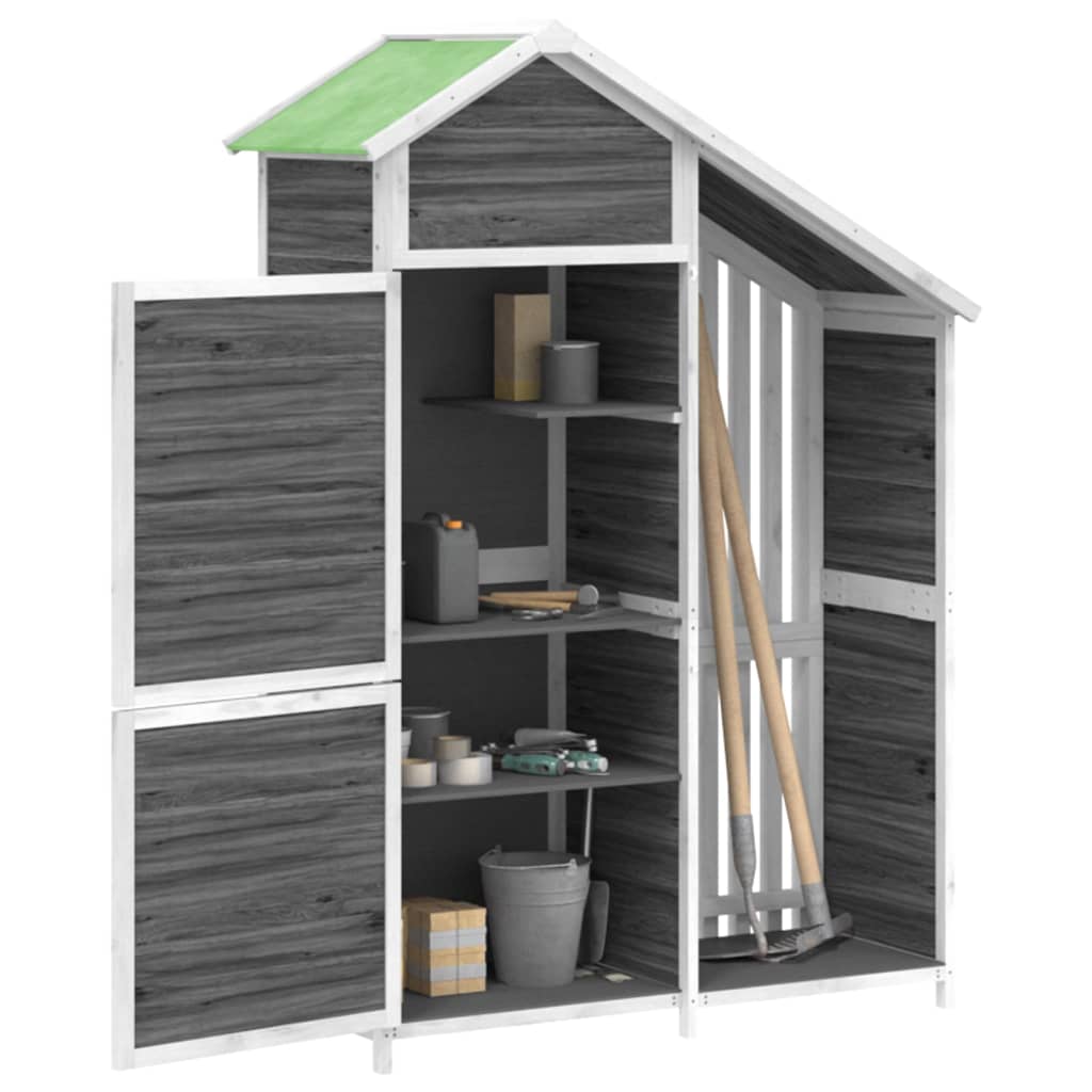 NNEVL Garden Tool Shed Grey 120x53.5x170 cm Solid Wood Pine-2