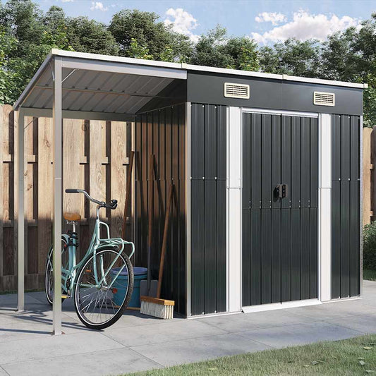 NNEVL Garden Shed with Extended Roof Anthracite 277x110.5x181 cm Steel-0