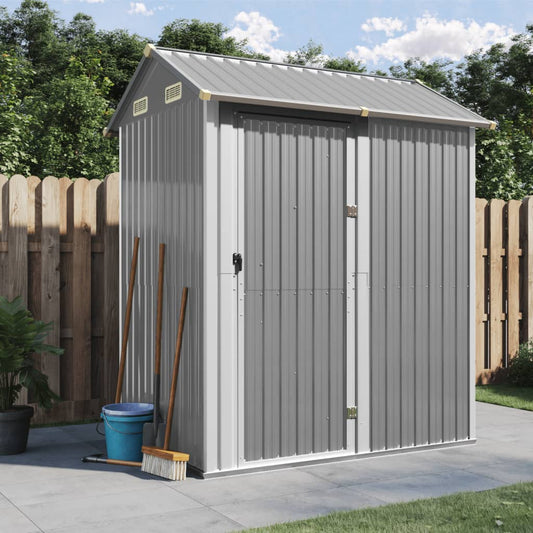 NNEVL Garden Shed Light Grey 192x152.5x237 cm Galvanised Steel-0