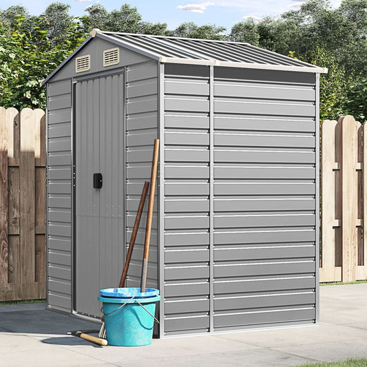 NNEVL Garden Shed Light Grey 191x130x198 cm Galvanised Steel-0