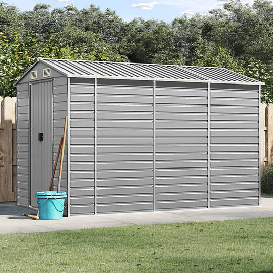 NNEVL Garden Shed Light Grey 191x300x198 cm Galvanised Steel-0