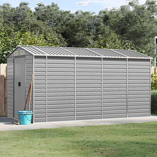 NNEVL Garden Shed Light Grey 191x385x198 cm Galvanised Steel-0