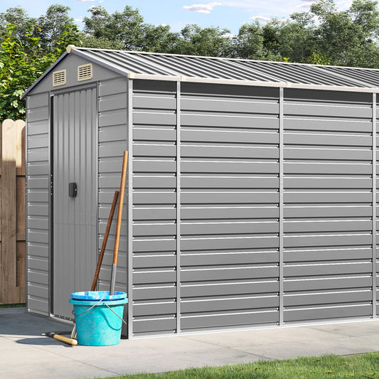 NNEVL Garden Shed Light Grey 191x725x198 cm Galvanised Steel-0