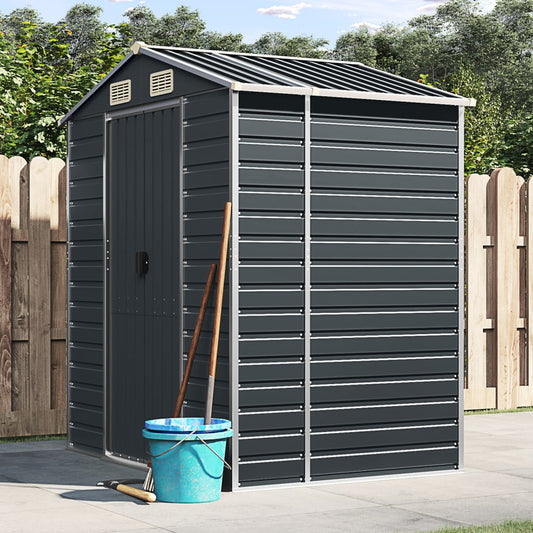 NNEVL Garden Shed Anthracite 191x130x198 cm Galvanised Steel-0