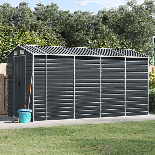 NNEVL Garden Shed Anthracite 191x385x198 cm Galvanised Steel-0