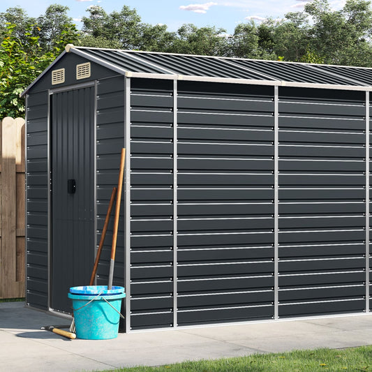 NNEVL Garden Shed Anthracite 191x640x198 cm Galvanised Steel-0