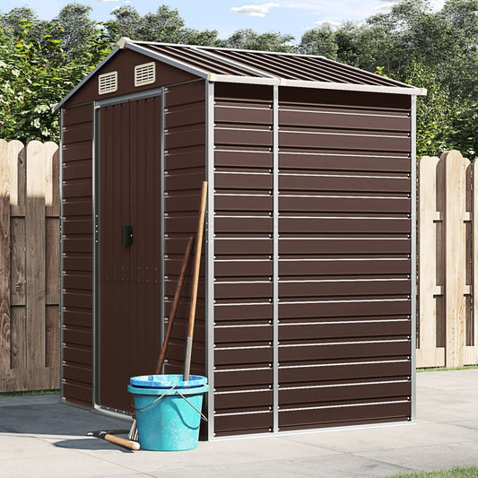 NNEVL Garden Shed Brown 191x130x198 cm Galvanised Steel-0