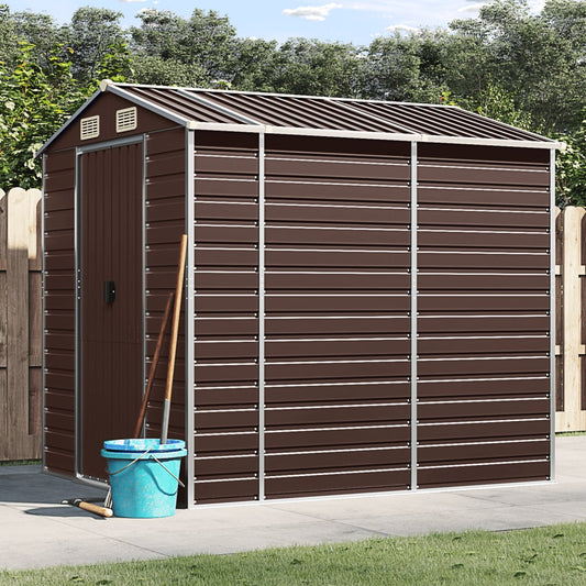 NNEVL Garden Shed Brown 191x215x198 cm Galvanised Steel-0
