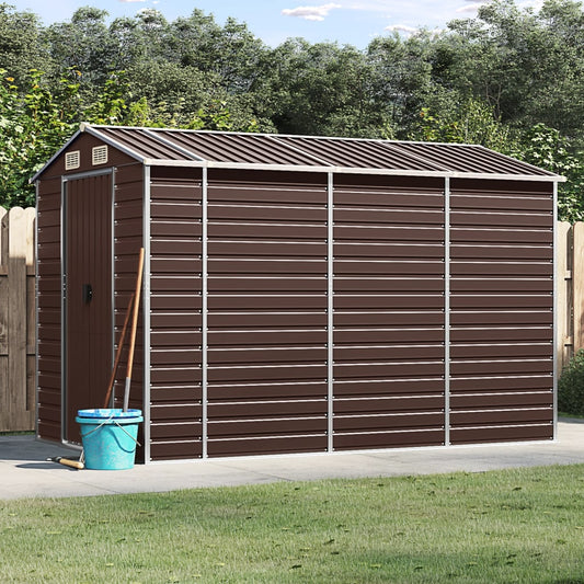 NNEVL Garden Shed Brown 191x300x198 cm Galvanised Steel-0