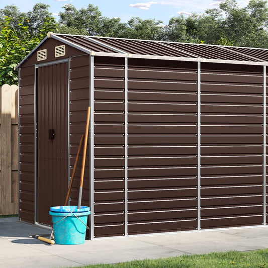 NNEVL Garden Shed Brown 191x810x198 cm Galvanised Steel-0