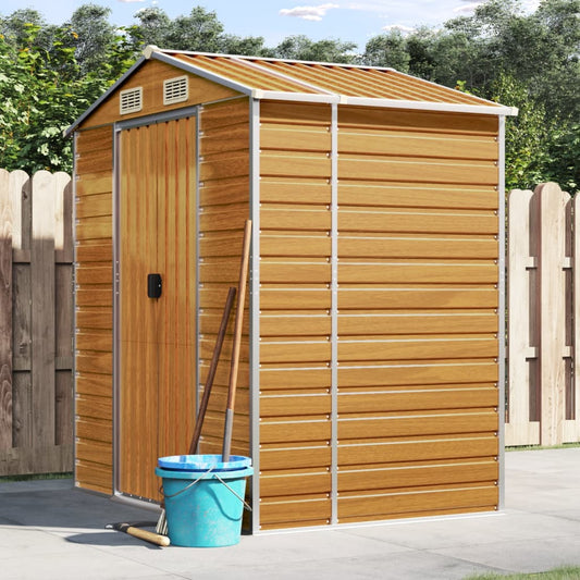 NNEVL Garden Shed Light Brown 191x130x198 cm Galvanised Steel-0