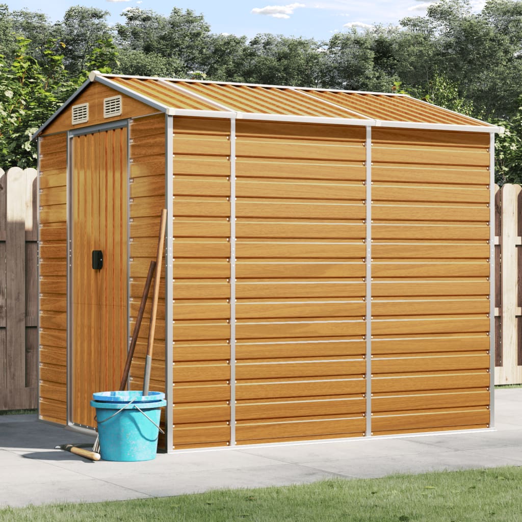 NNEVL Garden Shed Light Brown 191x215x198 cm Galvanised Steel-0