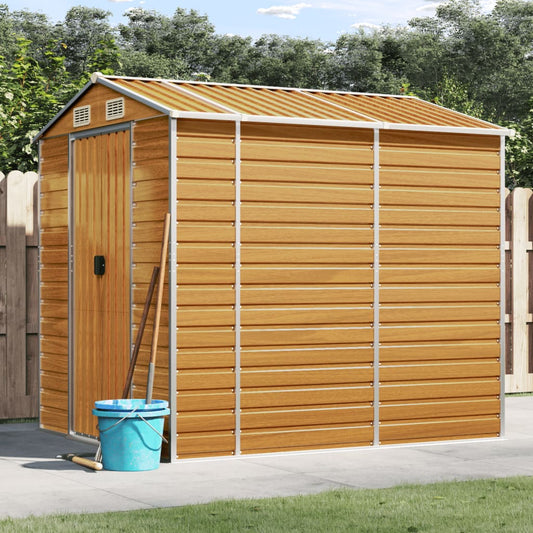 NNEVL Garden Shed Light Brown 191x215x198 cm Galvanised Steel-0