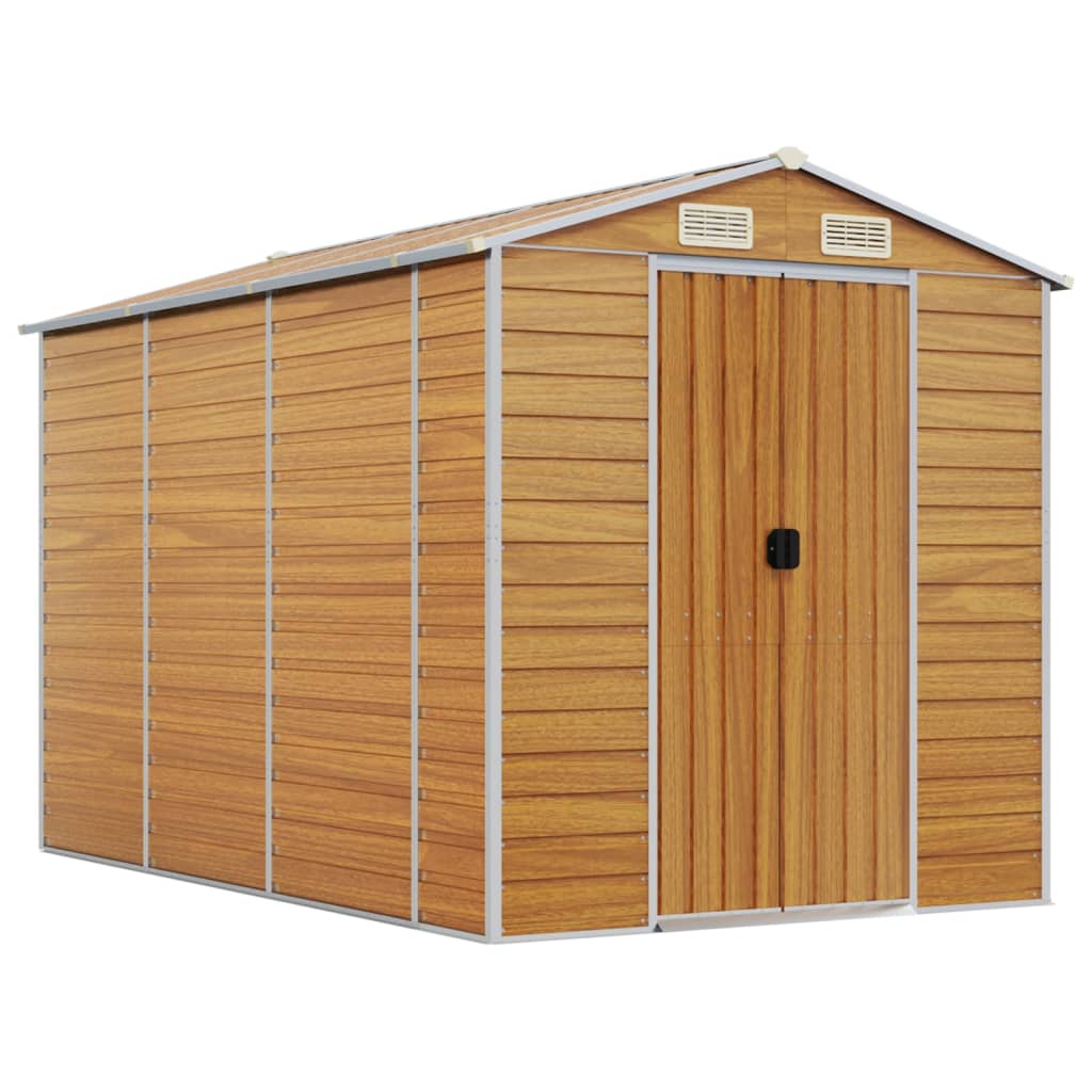 NNEVL Garden Shed Light Brown 191x300x198 cm Galvanised Steel-1